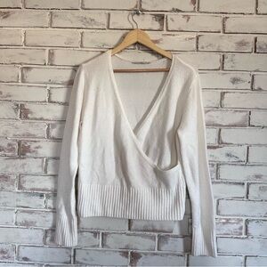 Abercrombie & Fitch Cream V-Neck Wrap Sweater